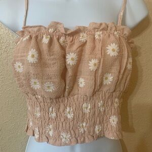 FOREVER 21 Women’s Sz S Floral Ruffled Smocked Summer Top